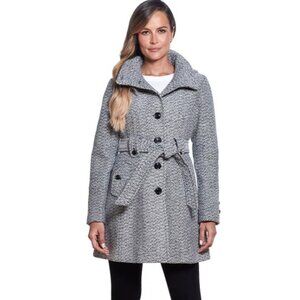 Women's Gallery Hooded Wool-Blend Walker Coat SIZE S